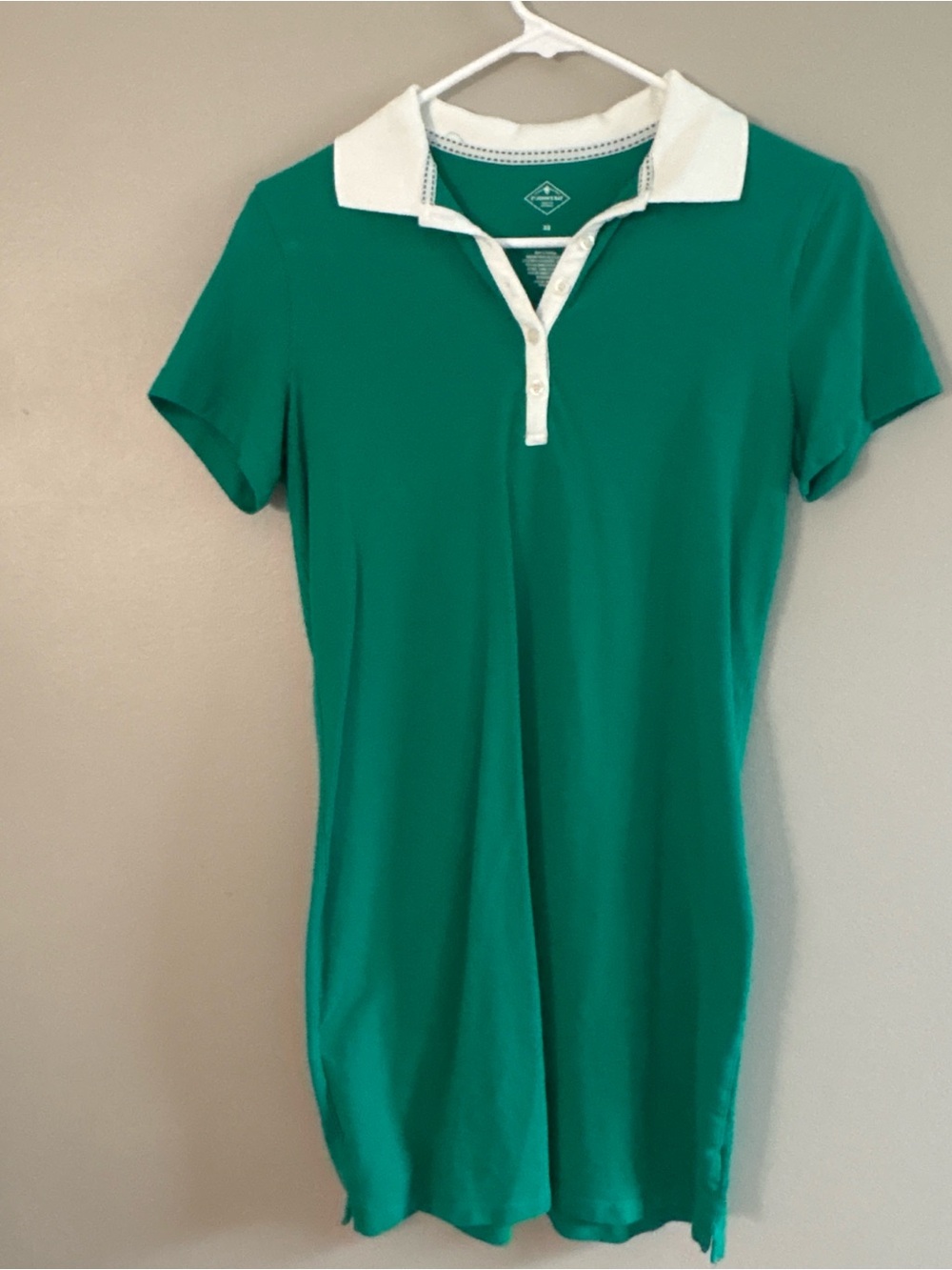 St. John's Bay Green Short-Sleeve Polo Tunic with White Collar